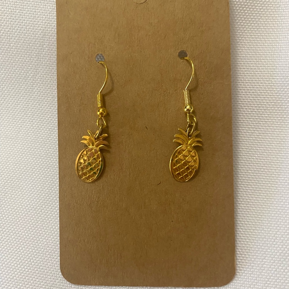 Gold Pineapple Dangle Earrings